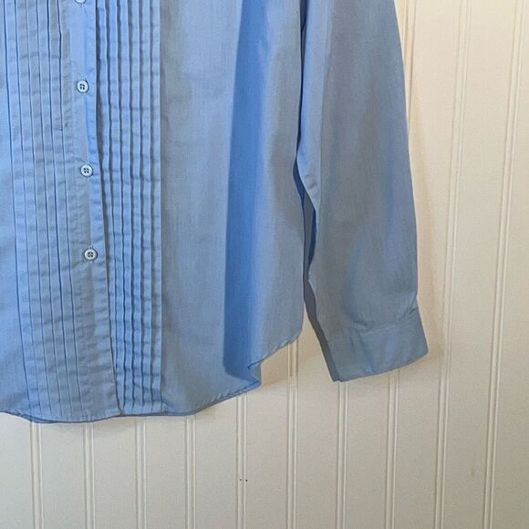 Rainbow Ridge Pleated Too Women’s 16 Blue Long Sleeve Button Down Work Dress - Picture 5 of 11